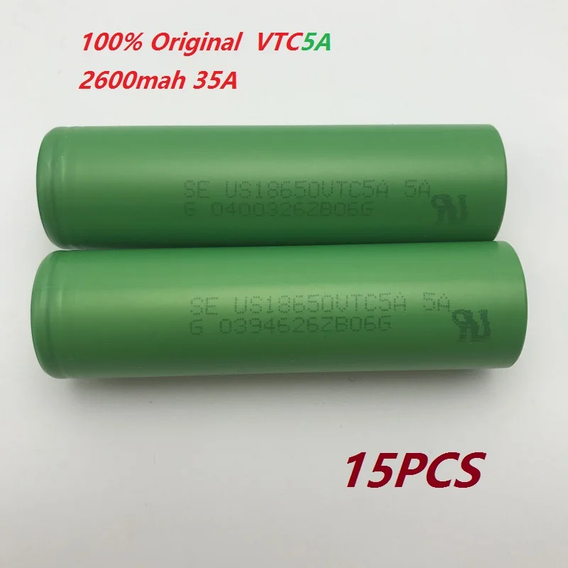Hiconcept 15PCS ORIGINAL 3.7V 2600mAh VTC5A rechargeable Li-ion battery 18650 Akku for Sony US18650VTC5A 35A Toy flashlight Tool |