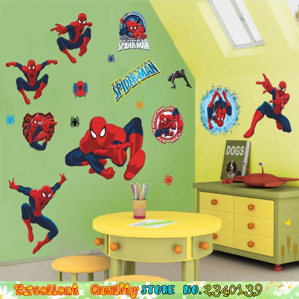 Boys Kids Room Sipderman Wall Stickers Christmas Gifts