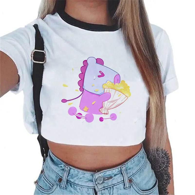 

BTS Kpop Women Fashion BT21 Sweatshirts Crop Top 2018 Pullover Outwear Hip-Hop Bangtan Boys Clothes Ropa Streetwear Roupas Shirt