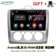 Новый Funrover 2din 9 дюймов Android 8,0 2 г + 32 г автомобиль Dvd Gps для Ford Focus 2 С wifi/gps Navi/fm/am радио/bluetooth/мультимедиа