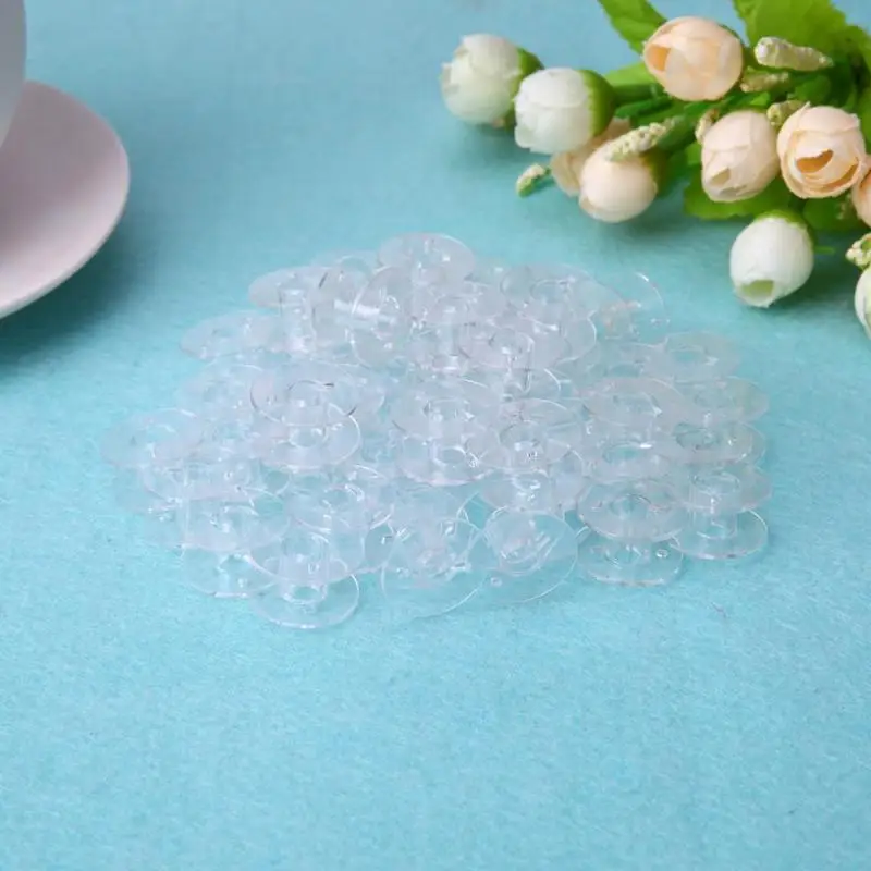 50pcs Universal Plastic Transparent Empty Bobbins Spool for Sewing Machine