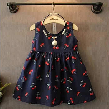 Baby Girls Dresses Summer Matching Children Dress Plus Size Girls Cherry Print Cotton toddler Family Clothing Vestidos