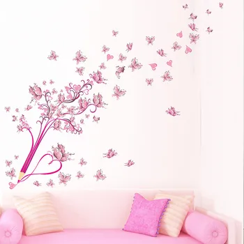 

Colorful Pencil Flying Flower Floral Butterflies Wall Stickers Decals Living Room Bedroom TV Sofa Background Decor Mural Poster