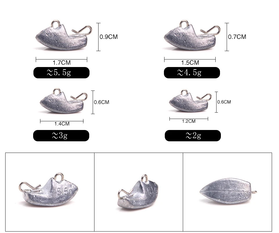 YTQHXY 3 шт. свинцовые рыболовные снасти 2 г 3 г 4,5 г 5,5 г Высокоуглеродистая сталь рыболовные Крючки Червь пруд Приманка Держатель джиг голова Pesca WQ72