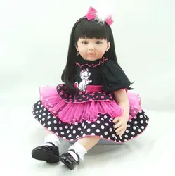 24 дюймов девочка кукла-младенец Реалистичная реалистичные новорожденные дети силиконовые куклы игрушки soft touch bebes кукла трансфер до menino