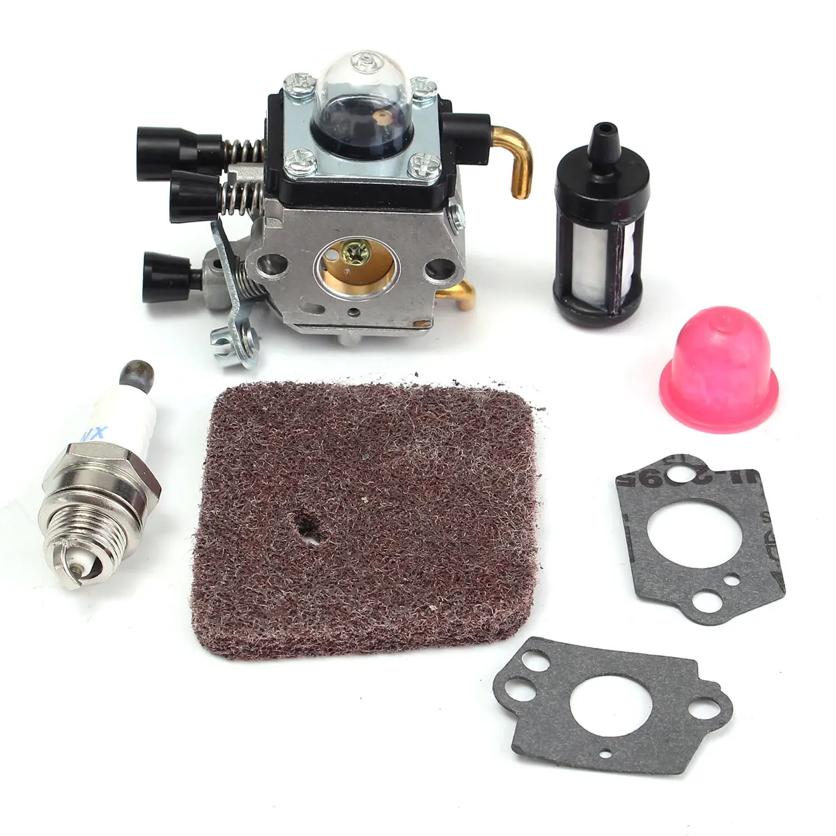 

Carburetor Air Fuel Filter Set for Stihl FS38 FS45 FS46 FS55 HS45 FC55 KM55 FS85 Carburetor Spark Plug Gaskets Kit Fuel Supply
