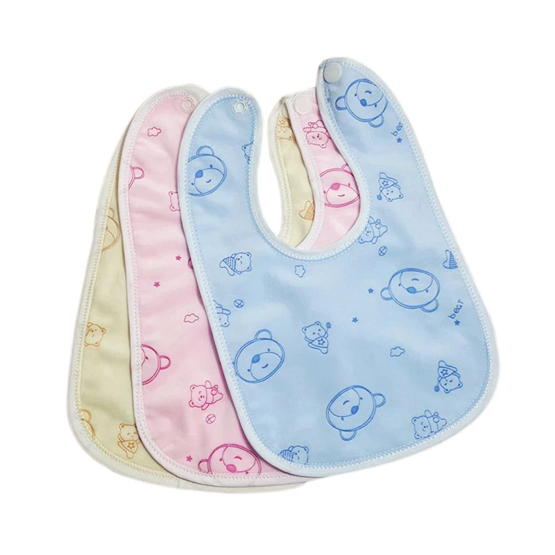 

5 Pieces Baby Waterproof Bibs Feeding Cartoon Infant Bibs Burp Cloths Flannelettet Soft And Water Absorption