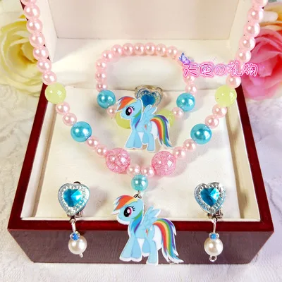OUSSIRRO День Рождения Вечеринка мой милый маленький пони Радуга Детское ожерелье принцесса маленькая девочка с ювелирными подвесками подарки на день рождения - Цвет: 2