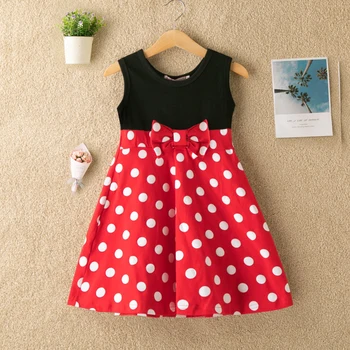 

U-SWEAR 2019 New Arrival Flower Girl Dresses O-neck Sleeveless Bow Dot Print Girls Dresses Sweet Little Girls Pageant Dresses