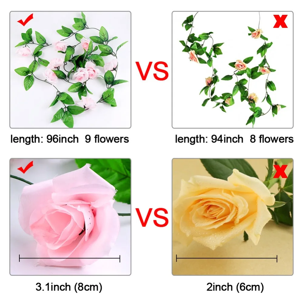 OurWarm 2.45M Silk Rose Flower Garland Artificial Flowers for Wedding Decoration Hanging Rose Vine Rattan Home Garden Arch Decor OurWarm 2.45M Silk Rose Flower Garland Artificial Flowers for Wedding Decoration Hanging Rose Vine Rattan Home Garden Arch Decor