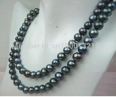 

j0091 AA+ 8-9MM TAHITIAN BLACK PEARL NECKLACE 34 Inch