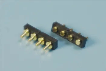

10pcs Female Pogo Pin Header 4 Pin 2.54 mm Pitch 4 Position 2.5 mm Height PCB Vertical Gold 1u Contact Pad Through Hole