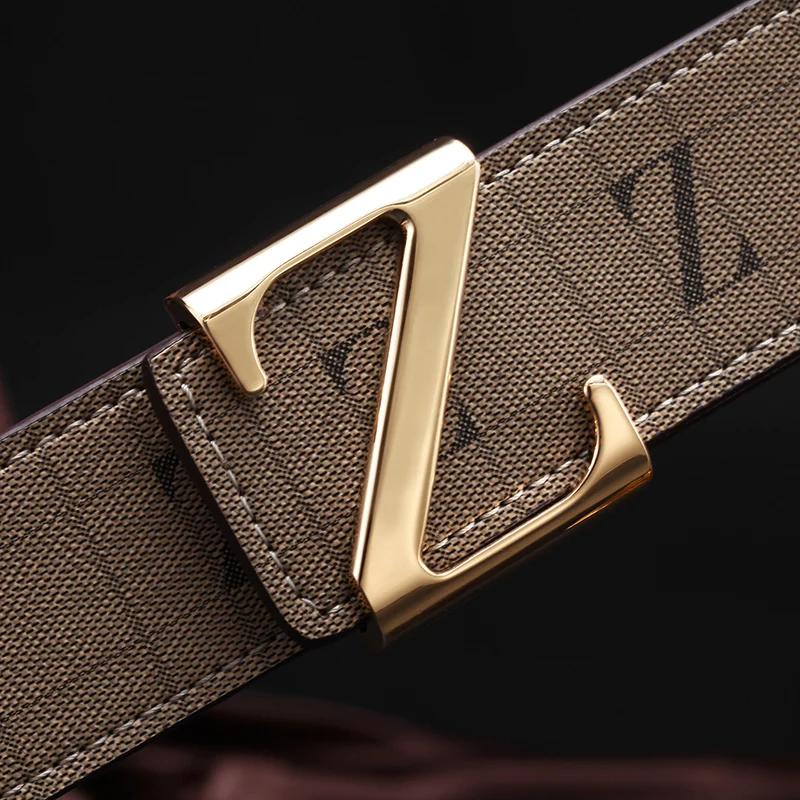 Z buckle commercial strap male genuine leather belt fashion casual belt