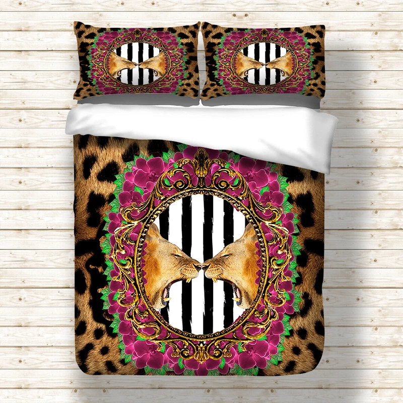 Lion Bedding Set Twin Full Queen King Super King UK Double Size Animal Duvet Cover Pillow Cases HD Print Bedclothes