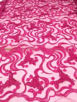 

lace fabric 3d flowers tissus africains guipure tulles perlage high quality french net lace for wedding ZLN49