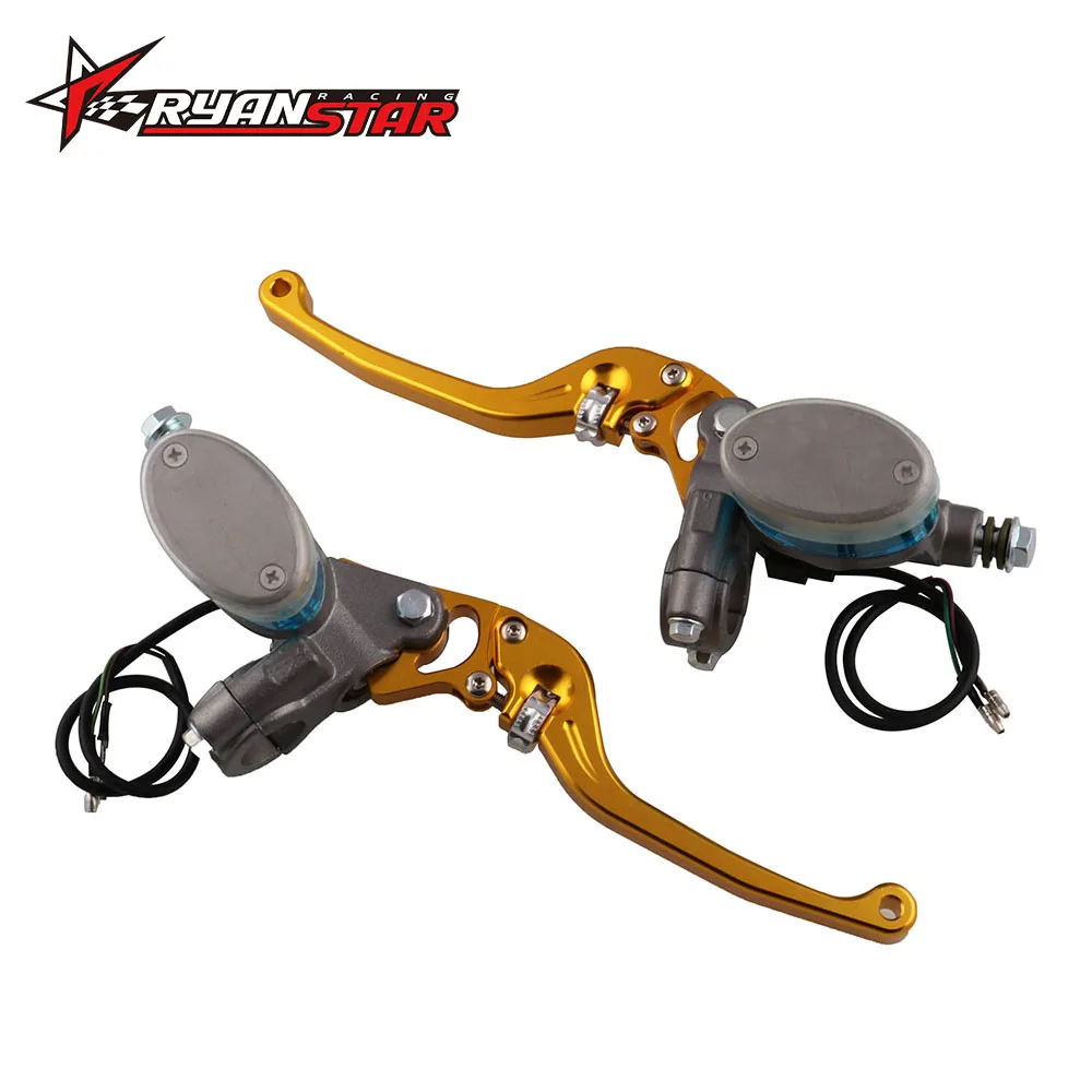 

1Pair Universal 7/8" Motorcycle Master Cylinder Reservoir Hydraulic Brake Clutch Lever Double Pot MB-MH010-R-Y+MB-MH010-L-Y