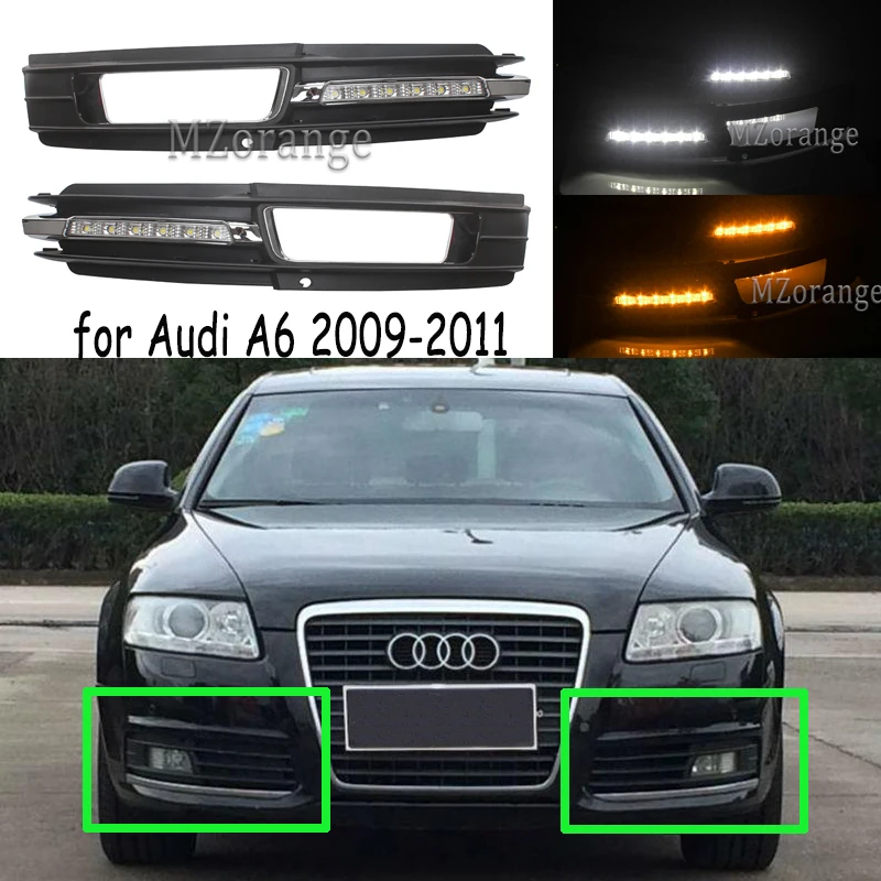 

1 pair Front LED Daytime Running Lights For Audi A6 C6 2009-2011 For Quattro RS Cabriolet Allroad DRL Light Fog Lamp Cover