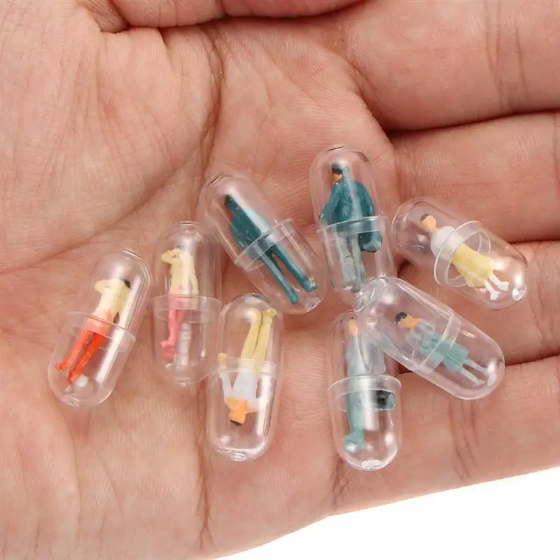 50Pcs Transparent Capsule Shell Plastic Pill Container Medince Pill Cases Bottle Splitters Capsule Figurines DIY Accessories