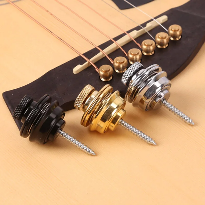 

2 Pieces Guitar Bass Ukulele Guitar Strap Lock Button End Pin Stainless Steel Security Design