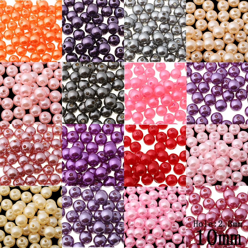 10mm Multicolor Two Hole Round Beads 100pcs/lot Wholesale ABS Plastic Ball Imitation Pearl Bead For Kids DIY Jewelry Making Fit | Украшения