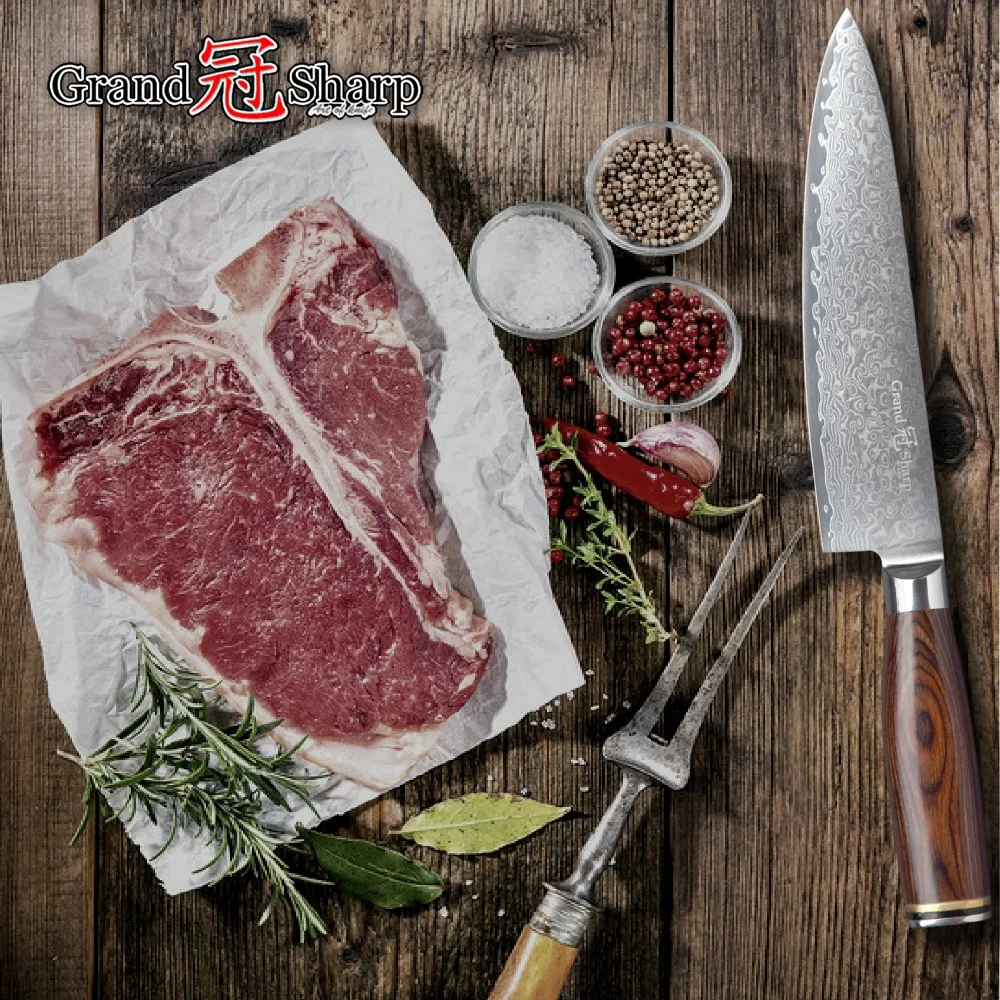 GRANDSHARP-2pcs-Damascus-Knife-Set-67-Layers-Japanese-Damascus-Steel-vg10-Chef-Santoku-Kitchen-Knives-Cleaver (2)