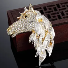 Blucome Men Animal Brooch Pins Fashion Statement Punk Horse Brooches Bijuteriras Collares Rhinestone Pins Brooch Enamel Broahces