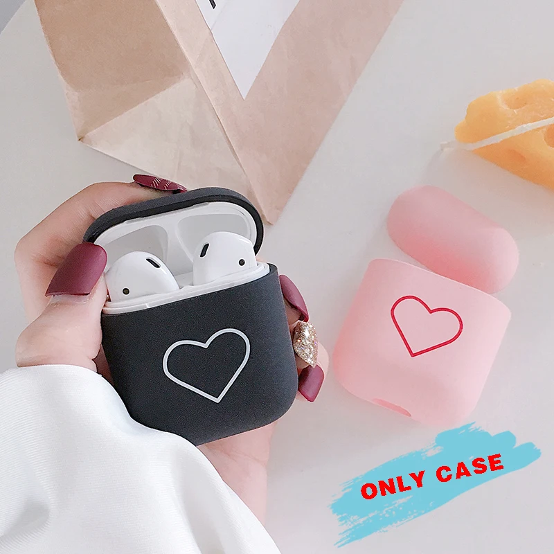 

Love Heart Hard PC Case Cover Charging Holder Bag For Apple Airpods Earphone protective headphones hard shell lovers heart Cover