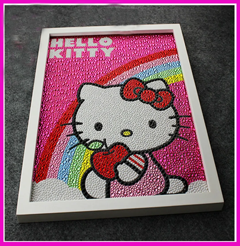 30*40 см 5D Diy Алмазная картина Kitty/Rainbow, Круглые граненые Стразы для Diy 5D полная Алмазная вышивка живопись для ребенка