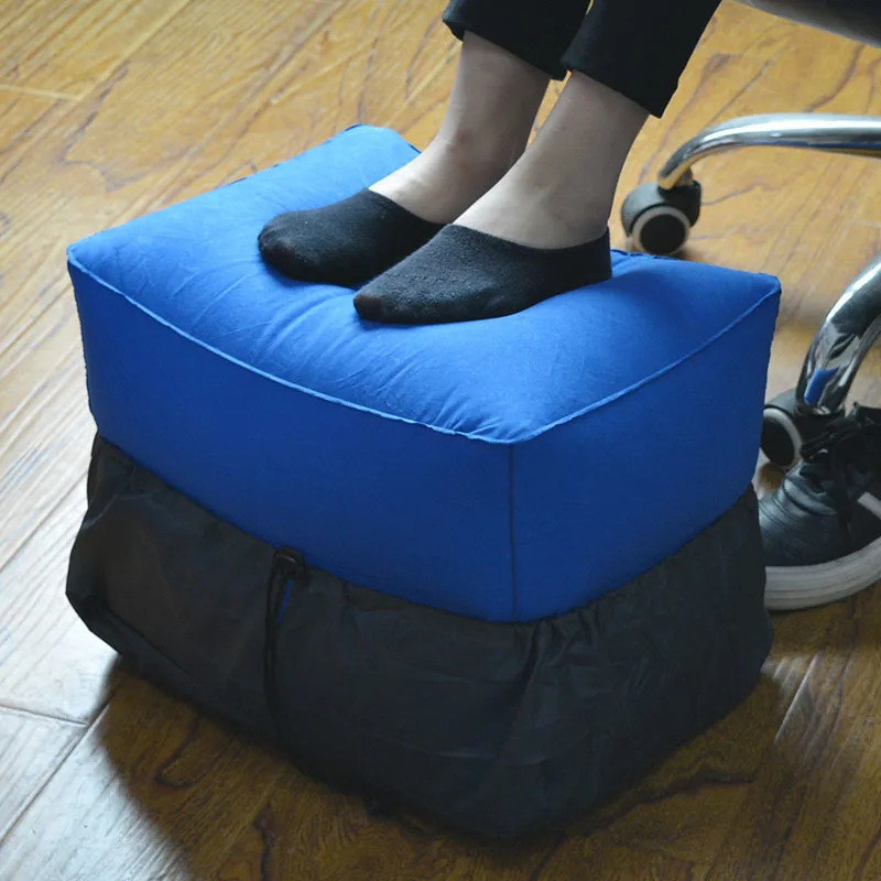 XC USHIO 3 Adjustable Heights Inflatable Foot Rest Pillow Travel Airplane Cushion with Dust Cover Train Car Footrest 2 Valves (1)