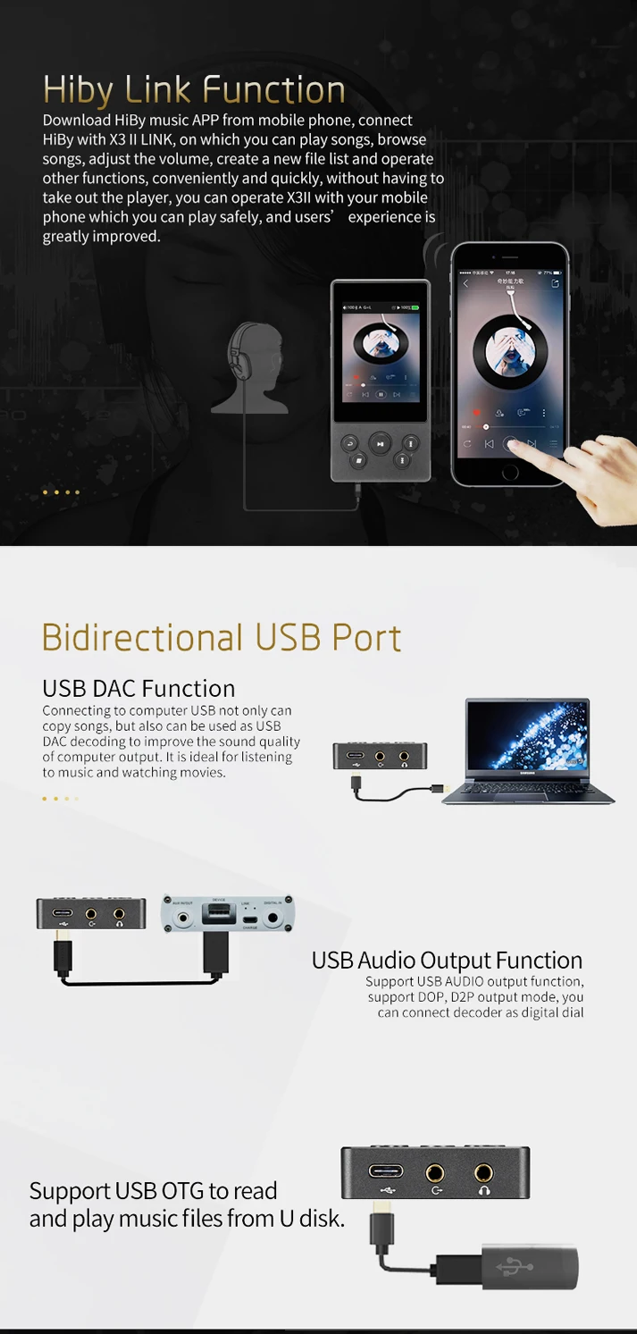XDUOO X3II X3 II AK4490 USB DAC Bluetooth портативный HD MP3/WAV/FLAC музыкальный плеер DSD128 Hiby Link встроенный контроль