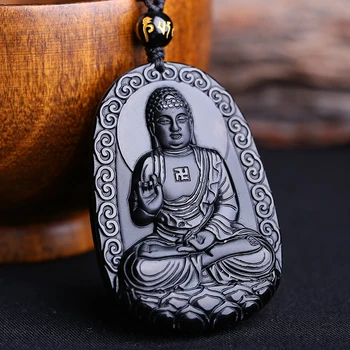 

Ultra-low price natural obsidian pendant carved original life Buddha pendant men and women jewelry JADES jewelry beads
