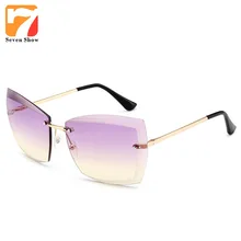 Gafas de Sol de lujo de Las Mujeres 2017 Diseñador de la Marca de Gran Tamaño Transparente Gafas de Sol Sin Montura Marco Espejo Shades Mujer Oculos gafas de sol