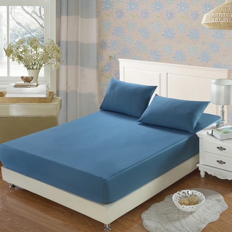 

Solid color bed cover 100% cotton Fitted Sheet and bedspreads for hotels sheets non-slip mattress cover Multicolor optional