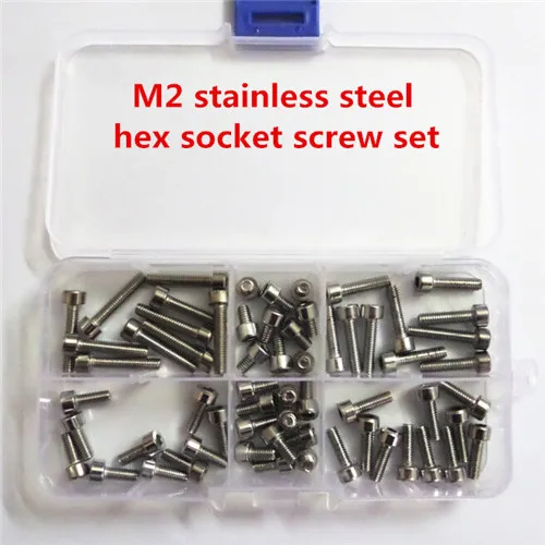 60pcs m2*4 / 5 6 8 10 12 stainless steel hex socket head cap machine screw set ccessories kit | Обустройство дома