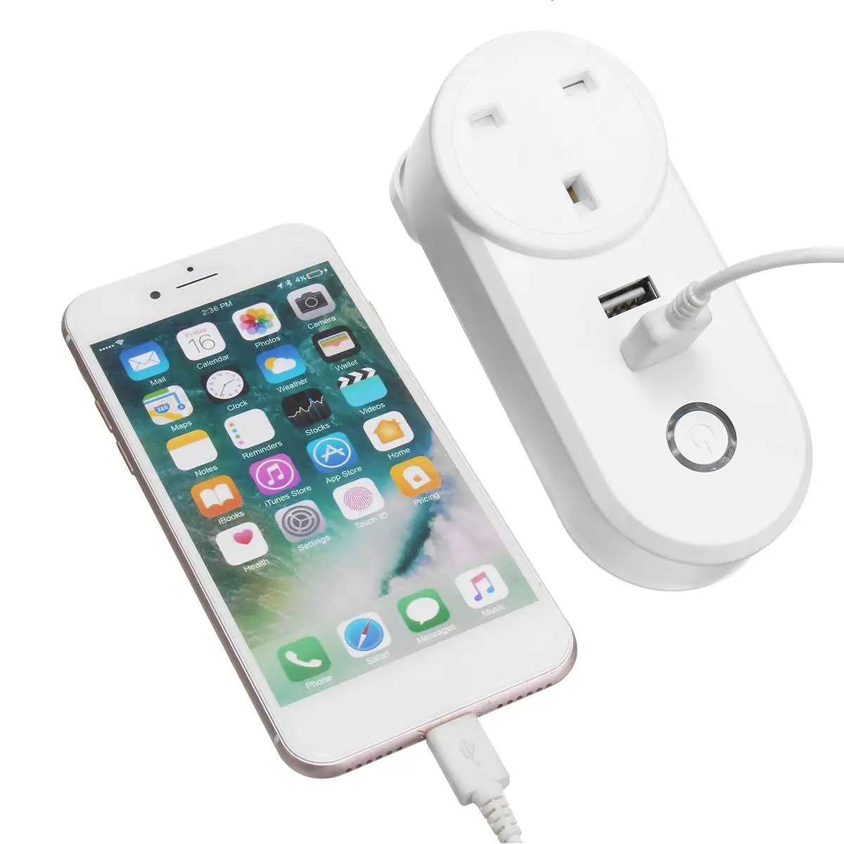 110-230V 1250W Smart Plug with Doulbe USB Control By Mobile Smart Remote Control WiFi Socket Support Vioce Control