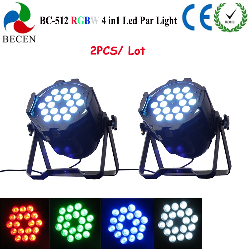 

2pcs quite LED Par 18x10w RGBW 4in1 par light DMX Led Disco Light Par64 Quad Par Dj Lighting for sale no tax