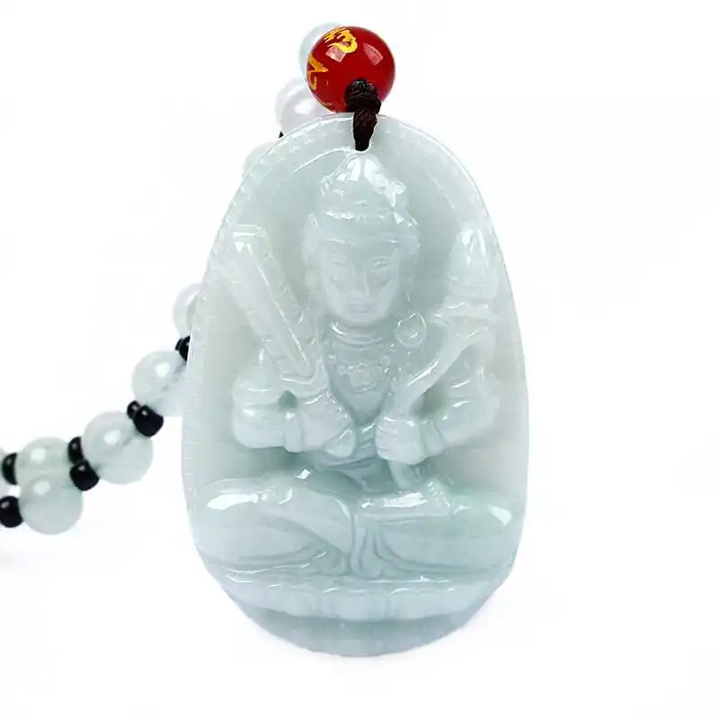 

Natural jadeite Patron saint Akasagarbha Zodiac tiger ox protective necklace pendant Send a certificate
