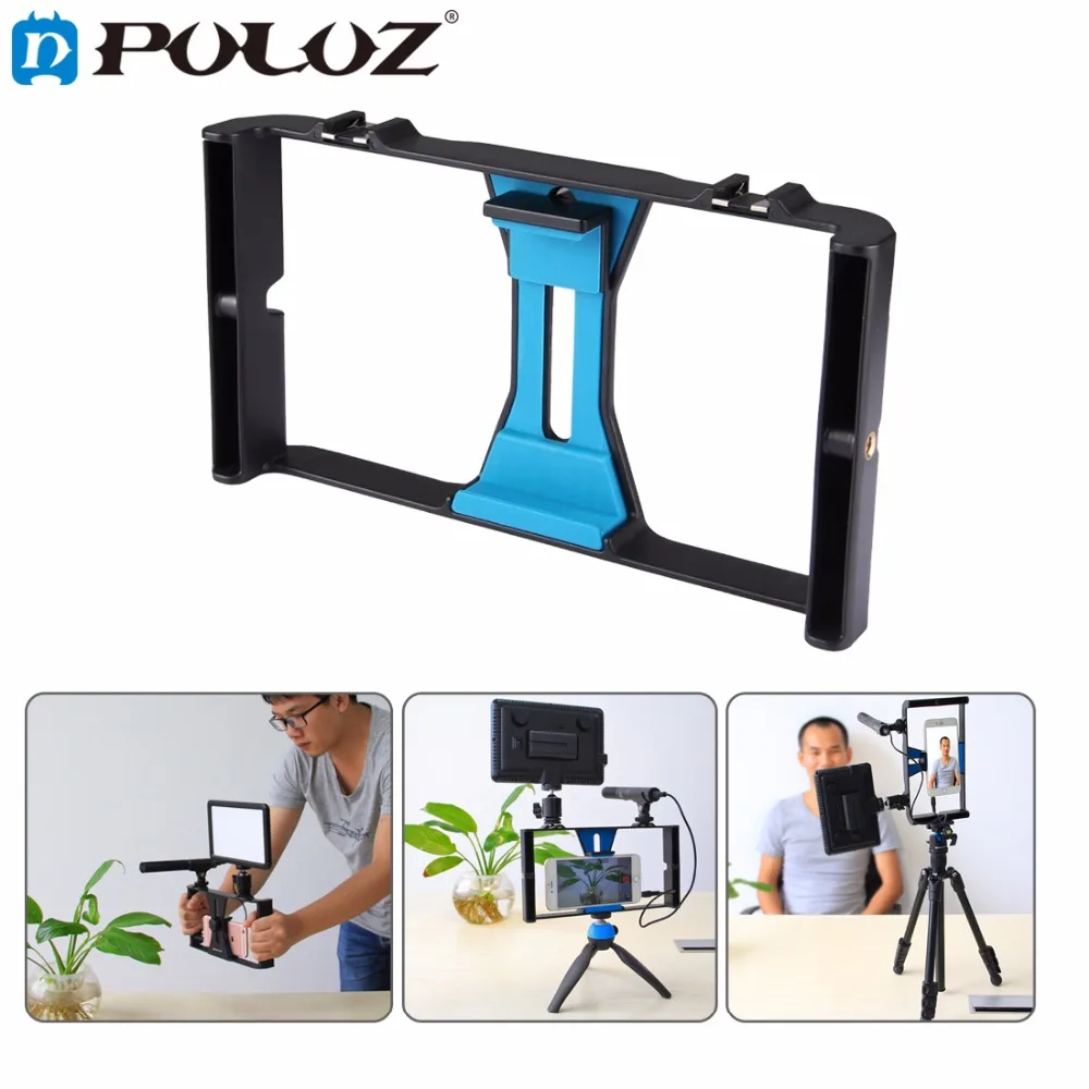 

PULUZ HandheldRig Handle Film Making Rig Stabilizer/Steadicam Bracket Holder Cradle Phone Clip for iPhone,Smartphone Video Rig