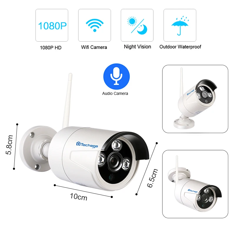 Techage 8CH 1080P Wireless NVR Kit WiFi CCTV System 12