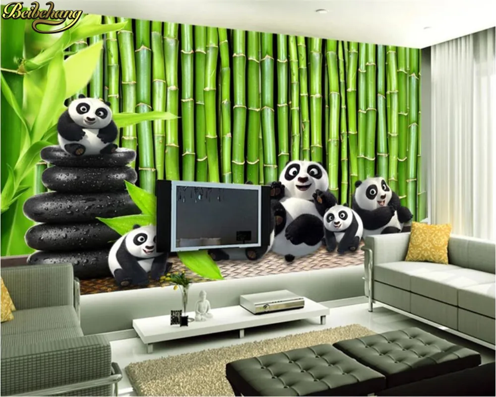 Beibehang заказ обои 3D Фреска свежий и красивый зеленый бамбук Милая Панда 3D ТВ задний план стены papel де parede