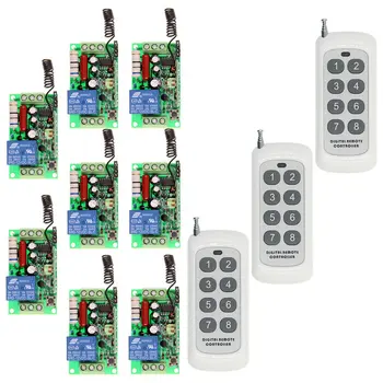 

500m AC 220V 110V 1 CH 1CH RF Wireless Remote Control Smart Home Switch System,8CH Transmitter+ Receiver,Jog / Self-lock