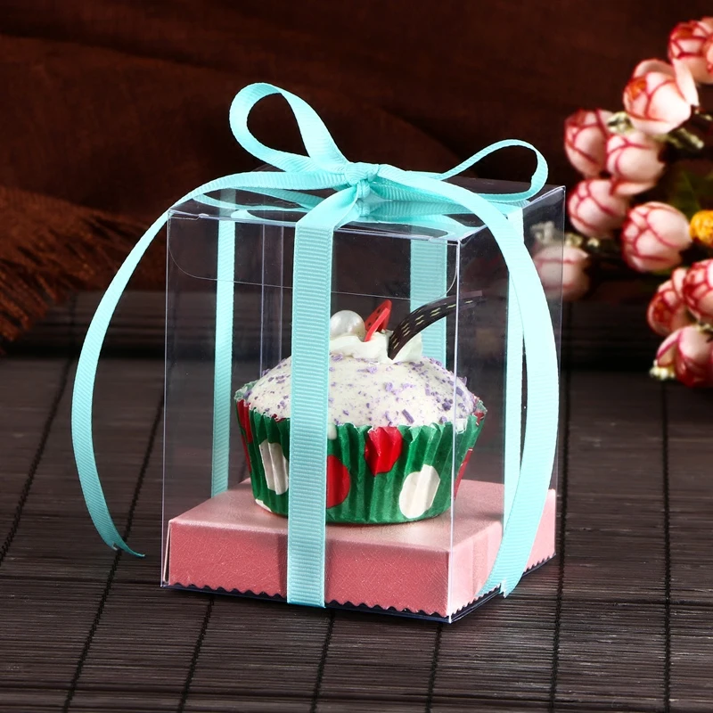 

20 PCS 8*8*Hcm 2019 New Style Clear PVC Cute Toys &Cup Cake display&Packaging box Festival&Wedding Souvenir&Candy Gift box