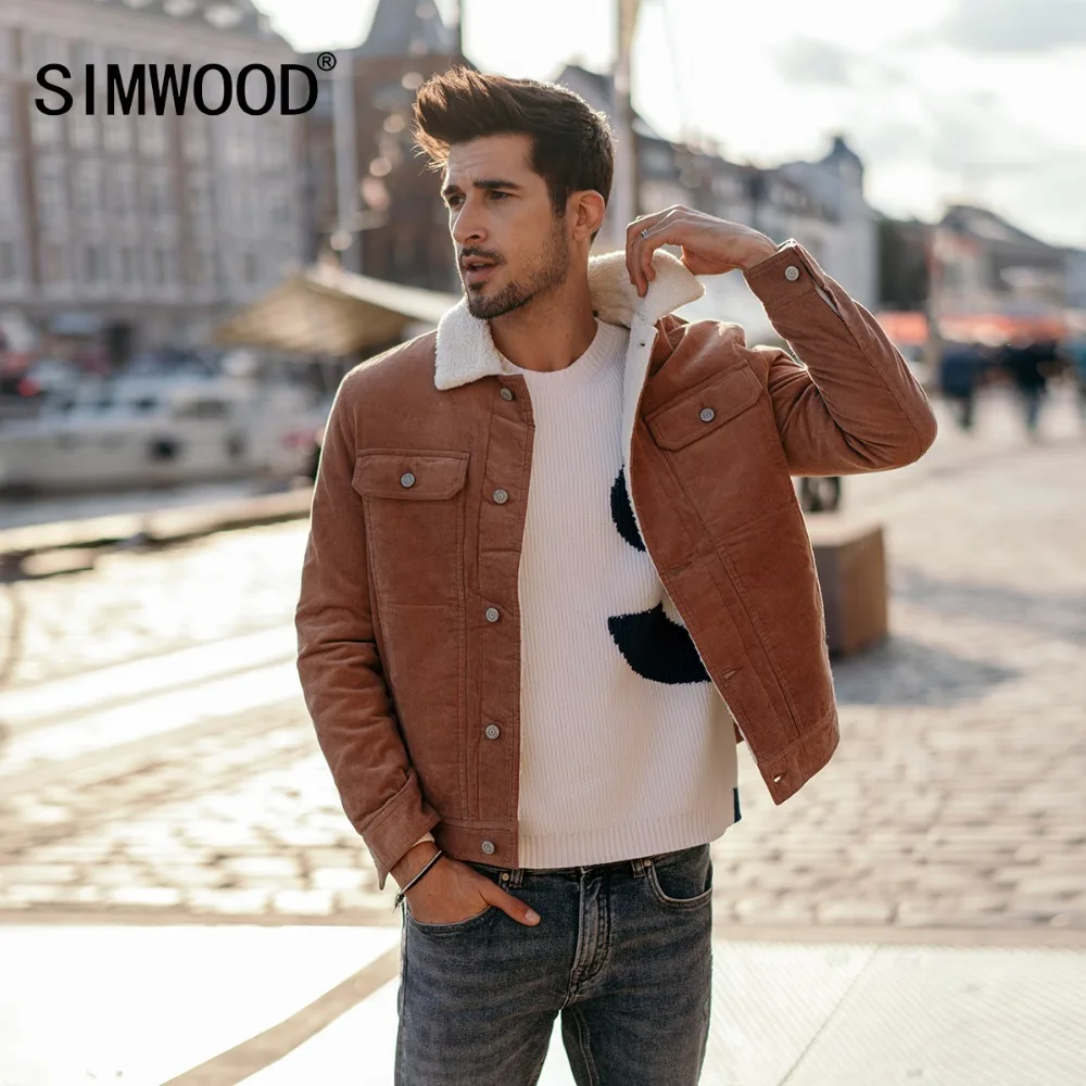 Зимняя мужская куртка SIMWOOD модная повседневная утолщенная теплая Вельветовая с