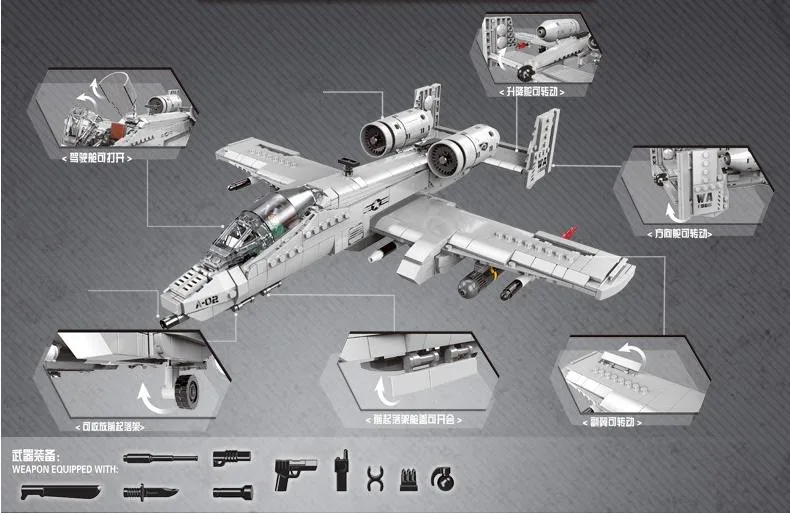 XINGBAO 06022 военных A10 здание истребителя блоки Thunderbolt II бородавочник истребитель Сделай Сам самолет кирпичики игрушки подарок для детей