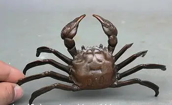 

6" Folk Chinese Lucky Pure Bronze Copper Wealth Crab Decor Art Sculpture Statue