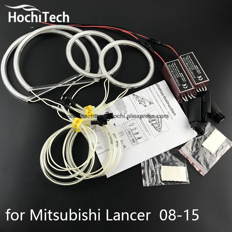 Комплект фар HochiTech ccfl с ангельскими глазами белые кольца 6000k ореолом для Mitsubishi Lancer