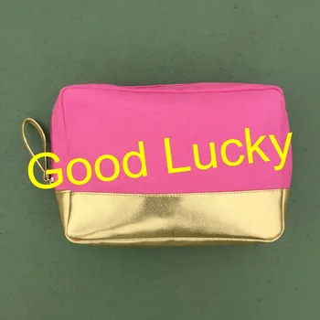 

10pcs/lot free shipping new arrival high quality canvas gold glitter bottom monogrammed cosmetic bag makeup bags clutch bags