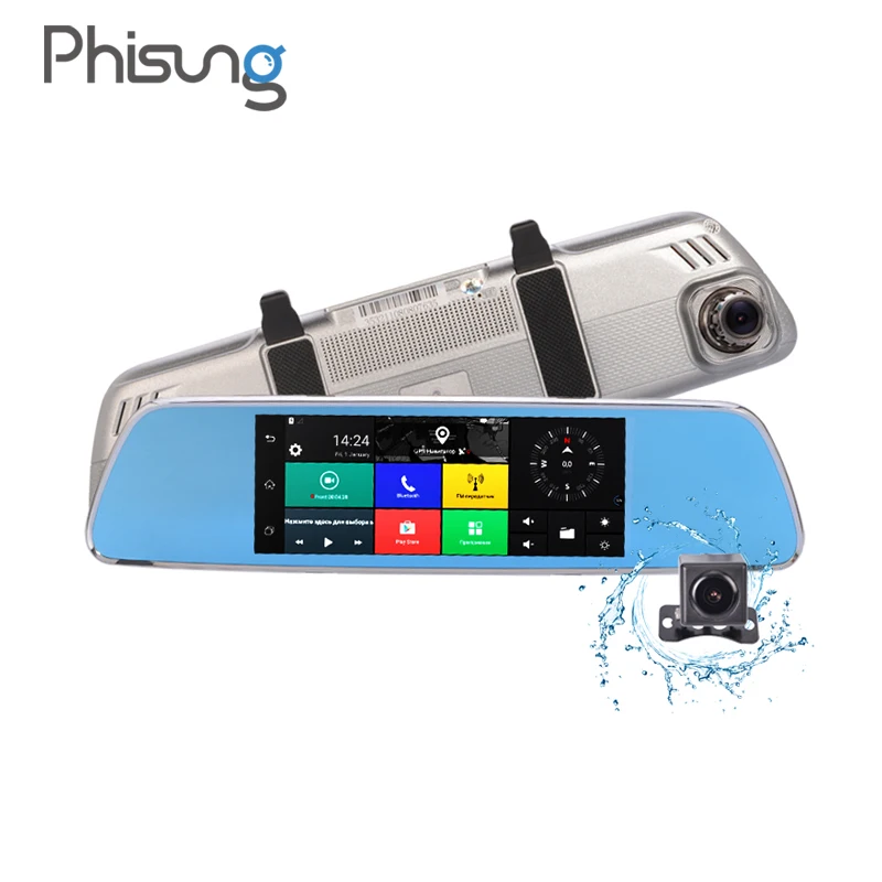 

Phisung V200 DVR 3G Android GPS 7.0in rearview mirror camera ROM 16GB night vision car video recorder car dvr with two cameras