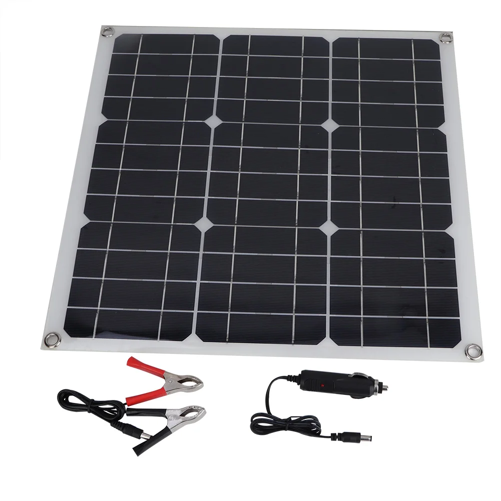 

30W 18V Monocrystalline Solar Panel Kit Flexible Solar Panel with Battery Clip