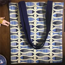 Yile вручную хлопок холст Экологичная для шоппинга с ручкой сумка наплечная печать Удача Рыба 1758-4